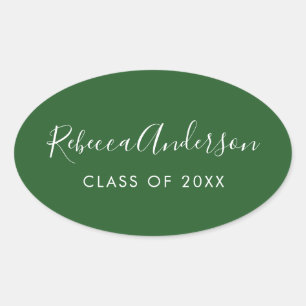 Graduate's Name Class of 2023 Green Ovaler Aufkleber