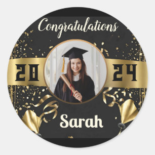 Graduate's Pride: Personalisierte Foto-Aufkleber Runder Aufkleber