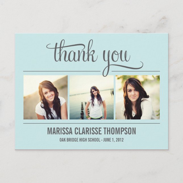 Graduating Year Graduation Thank You Card Postkarte (Vorderseite)