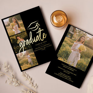 Graduation 2024 Photo Gold Foil Faire-part