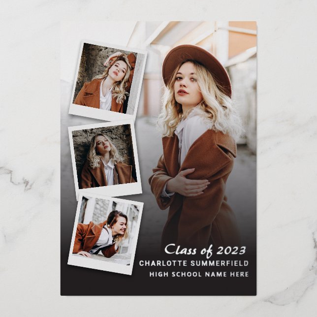 Graduation 2024 Photo Silver Foil Faire-part (Recto)