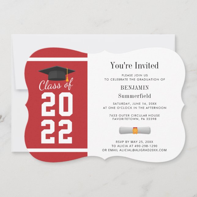 Graduation 2024 Red White Party Invitation (Devant)