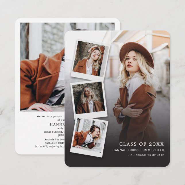 Graduation 2025 4 Photos Faire-part de 2e année (Devant / Derrière)