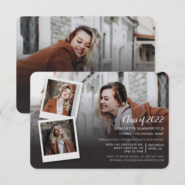 Graduation 2025 4 Photos Grad Party Invitation (Devant / Derrière)