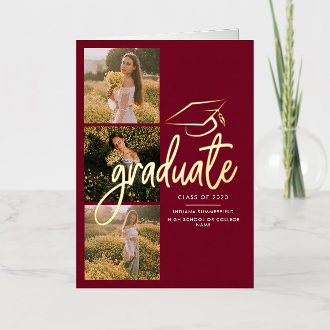 Graduation 2025 Gold Foil Grad photo Faire-part (Recto)