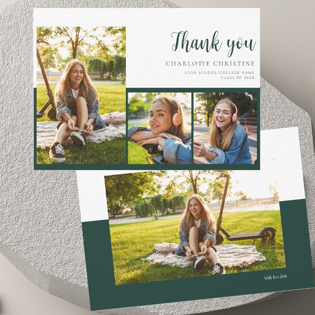 Graduation 2025 Grad 4 Photos Carte de remerciemen (Graduation 2025 Grad 4 Photos Thank You Card)