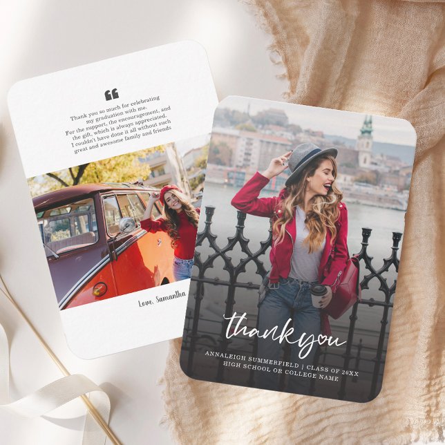 Graduation 2025 Grad Photos Carte de remerciements (Graduation 2025 Grad Photos Thank You Card)