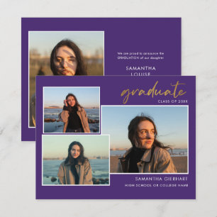 Graduation 2025 Grad Photos Purple Faire-part