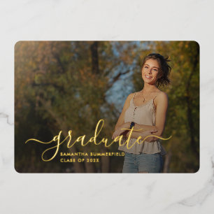 Graduation 2025 Photo Gold Foil Faire-part