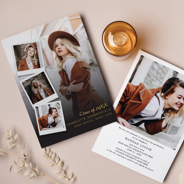 Graduation 2025 Photos Gold Foil Faire-part (Créateur téléchargé)