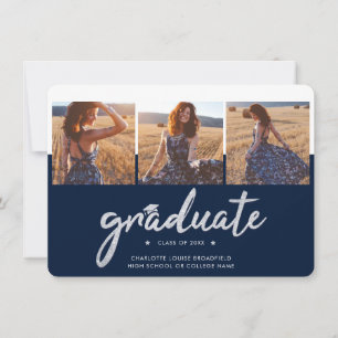 Graduation 2025 Photos Marine Blue Faire-part