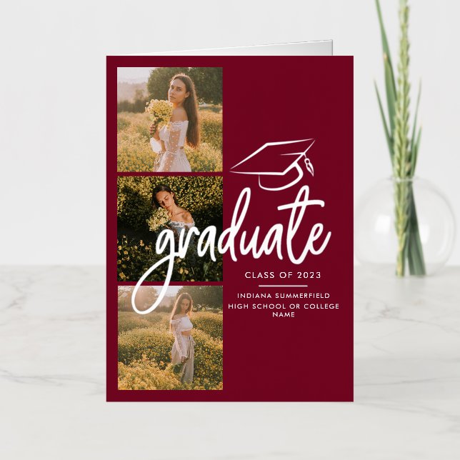 Graduation 2025 Photos Silver Foil Faire-part (Recto)