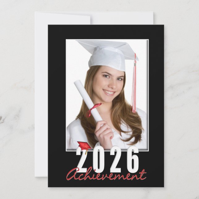 Graduation 2026 Achievement Photo Frame Einladung (Vorderseite)