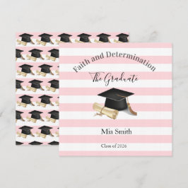Graduation 2026 Invitation Pink Stripe Einladung