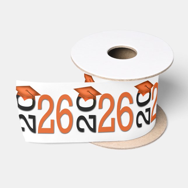 Graduation 2026 Orange and Black Satinband (Spule)