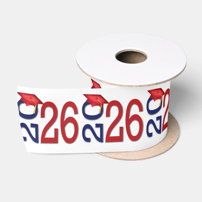 Graduation 2026 Red and Navy Blue Satinband (Spule)