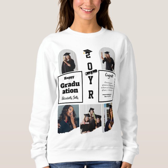 Graduation 5 Photo Celebration Graduate Template Sweatshirt (Vorderseite)