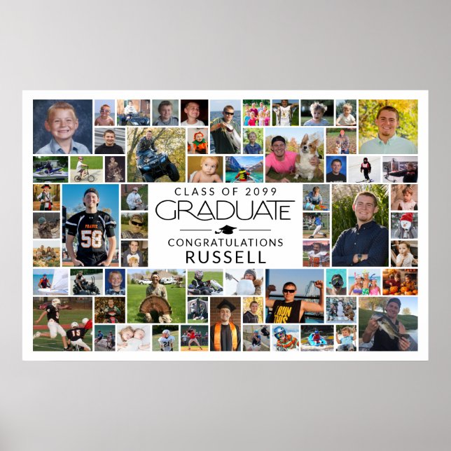 Graduation 64 Photo Memory Party Sign Poster (Vorne)