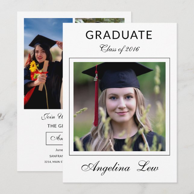 Graduation Announcement Card Template Ankündigung (Vorne/Hinten)