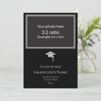 Graduation Announcement w/ Mortarboard (Silver) Einladung