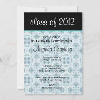 Graduation Aqua Blue Blumen 2012 Einladung