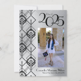 Graduation Argent Art Déco Faire-part Noir