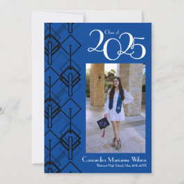 Graduation Art Déco Faire-part bleu noir
