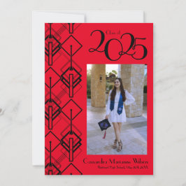 Graduation Art Déco Faire-part rouge noir