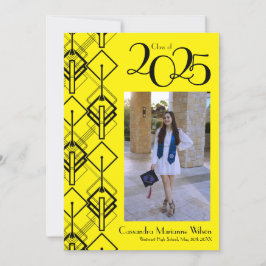 Graduation Art Déco Faire-part rouge noir