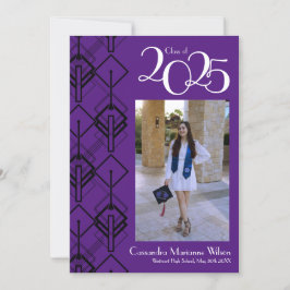 Graduation Art Déco Faire-part violet noir