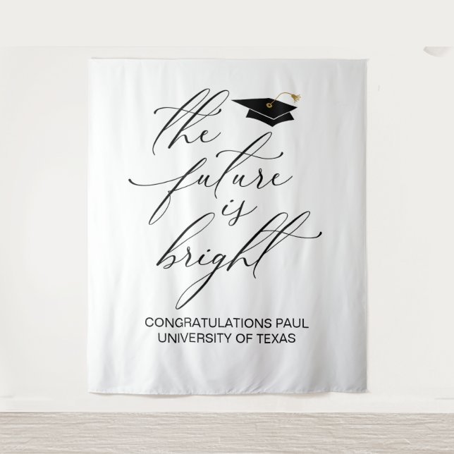 GRADUATION BACKDROP BANNER THE FUTURE IS BRIGHT WANDTEPPICH (Vorderseite)