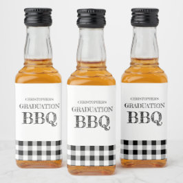 Graduation BBQ Gingham Alkoholflaschenetikett