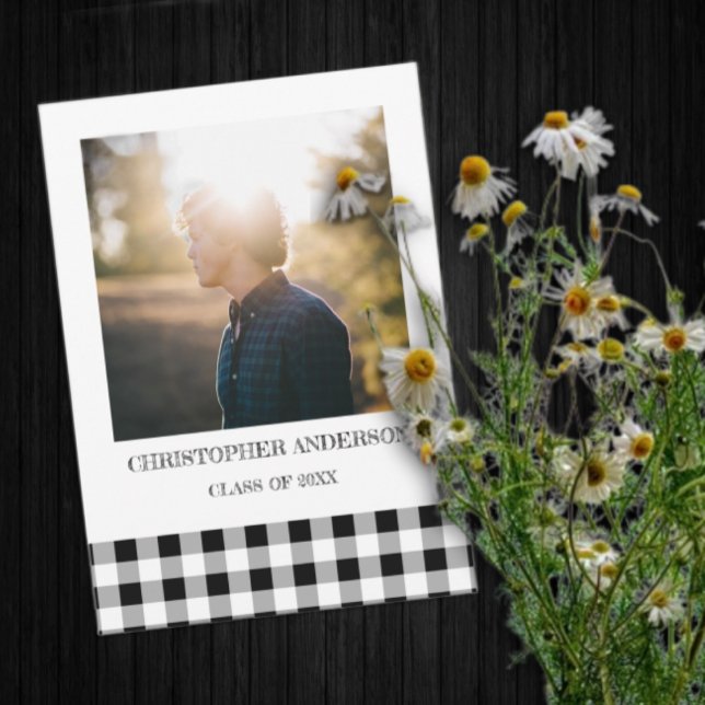 Graduation BBQ Gingham Ankündigung (Von Creator hochgeladen)