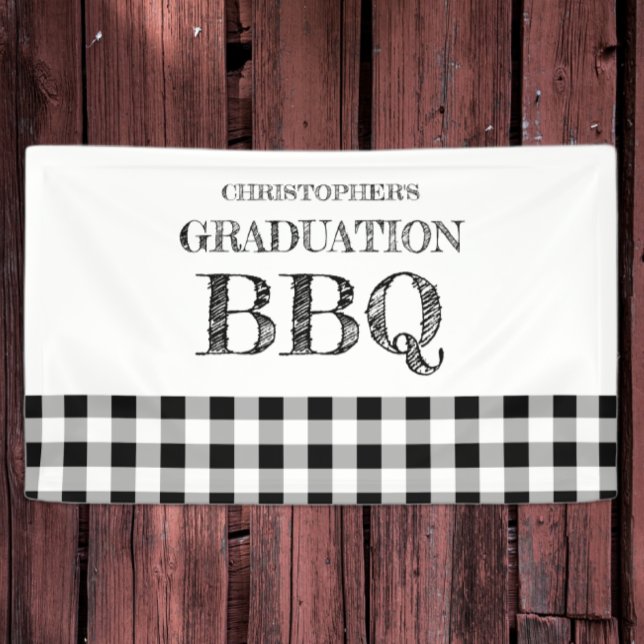Graduation BBQ Gingham Banner (Von Creator hochgeladen)