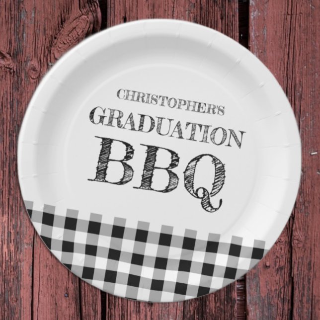 Graduation BBQ Gingham Pappteller (Von Creator hochgeladen)