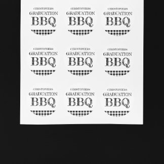 Graduation BBQ Gingham Runder Aufkleber
