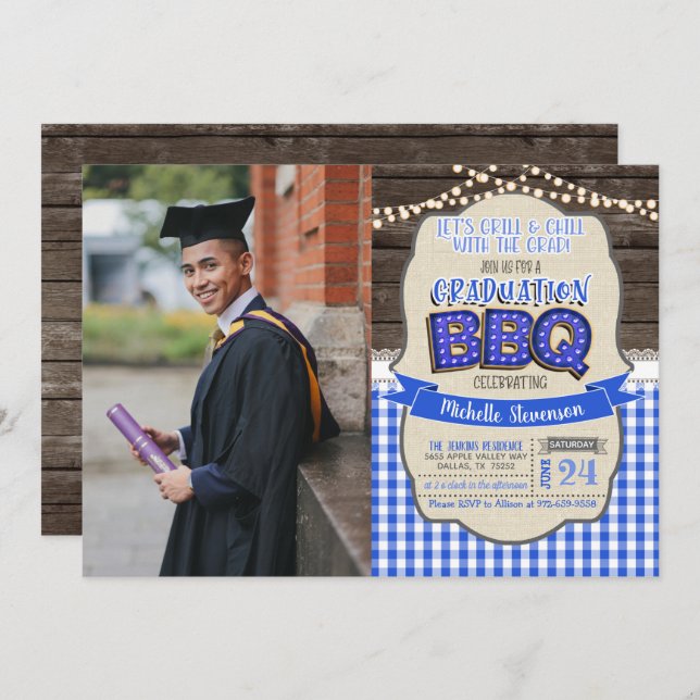 Graduation BBQ Party Invitation - Grill & Chill GP (Devant / Derrière)