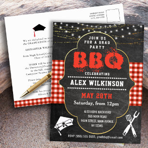 Graduation BBQ Party Rustic Chalkboard Invitation