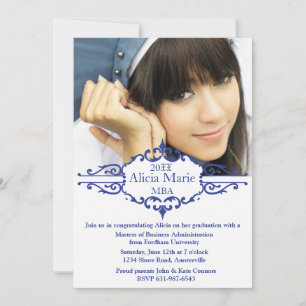 Graduation Blue Photo Invitation
