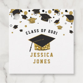 Graduation Cap Class of 2021 für Black & Gold Glit Geschenkanhänger