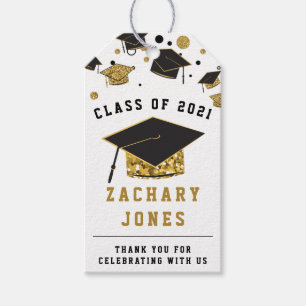 Graduation Cap Class of 2021 für Black & Gold Glit Geschenkanhänger