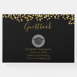 Graduation Cap Class of 20xx Imitats Gold Glitzer Gästebuch