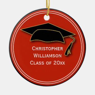 Graduation Cap Class of Keepake School Orange Keramik Ornament