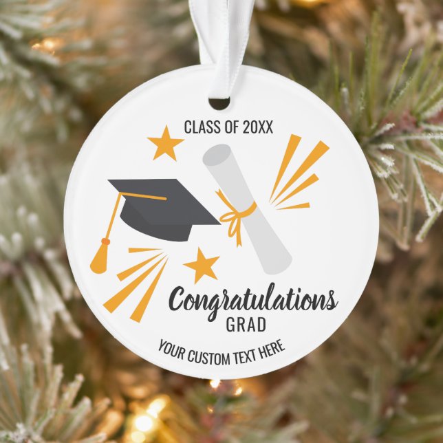 Graduation Cap Diploma Class of 20XX Custom Ornament (Baum)