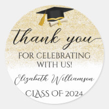 Graduation Cap Gold Glitzer Gastgeschenk Vielen Da