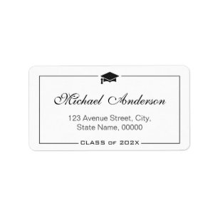 Graduation Cap Grad Graduate - Eleganter Klassiker Adressaufkleber
