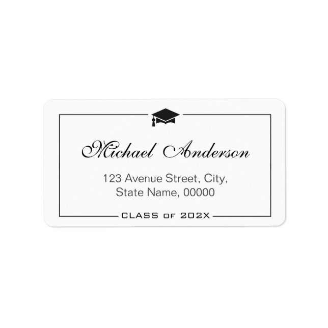 Graduation Cap Grad Graduate - Eleganter Klassiker Adressaufkleber (Vorne)