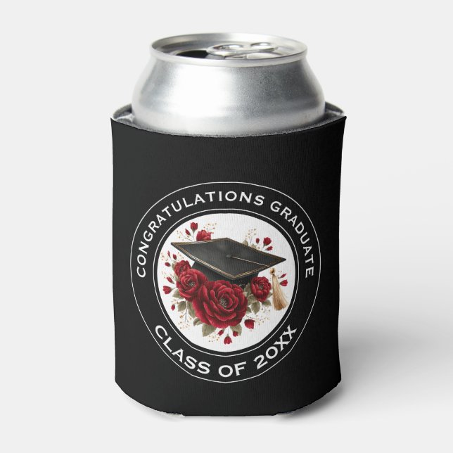 Graduation Cap & Red Roses Class of 20XX  Dosenkühler (Kanne Vorderseite)