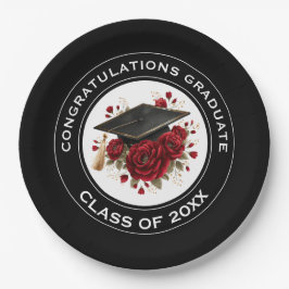 Graduation Cap & Red Roses Class of 20XX Pappteller