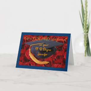 Graduation Cap+Rose-Anpassen von Name und Grad! Karte